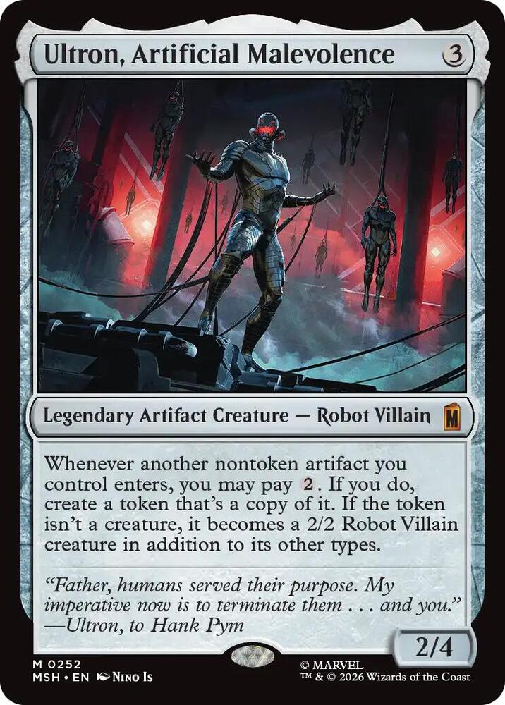 Ultron, Artificial Malevolence 252 card from Marvel Super Heroes