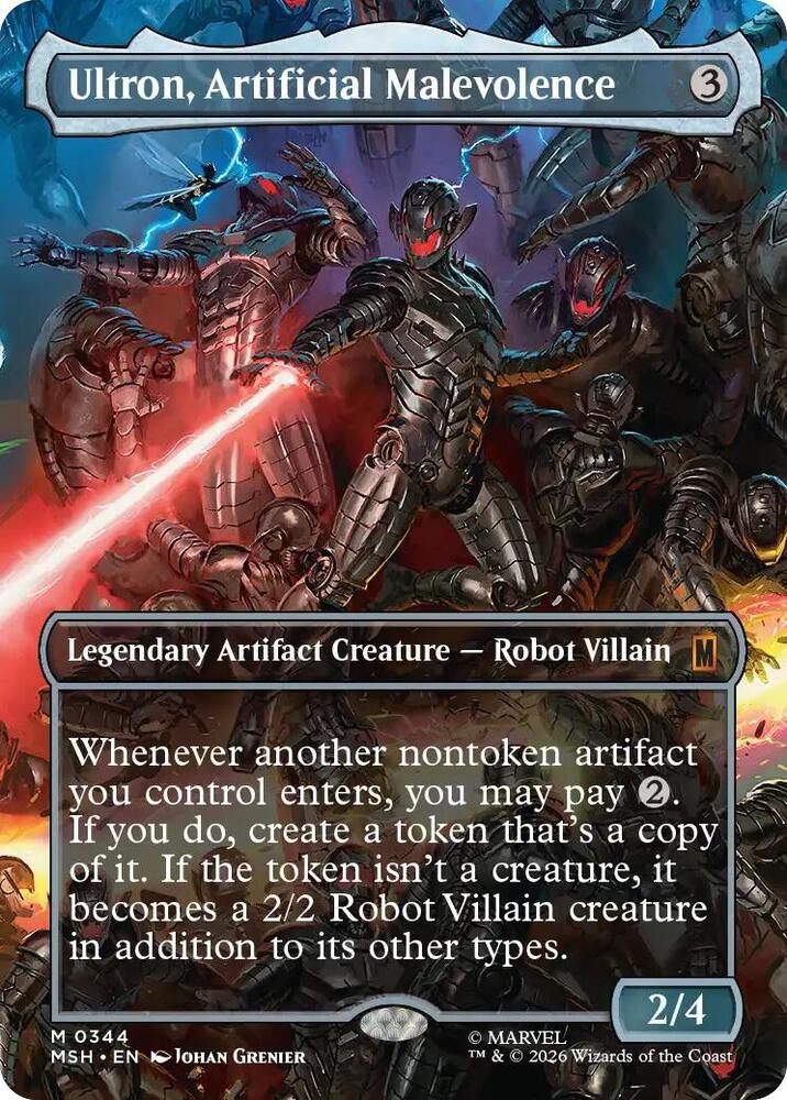 Ultron, Artificial Malevolence (Borderless) 344 card from Marvel Super Heroes