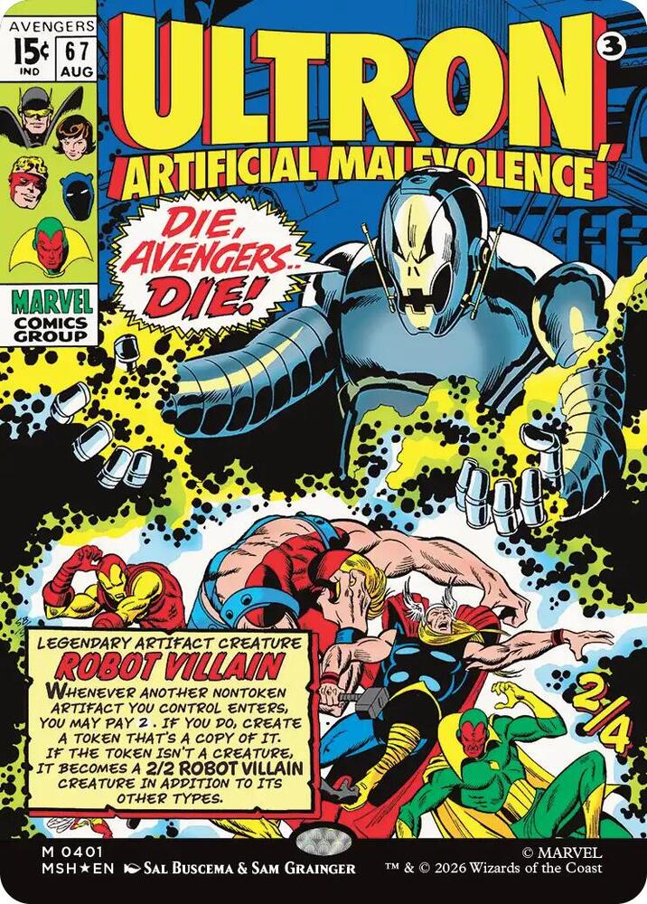 Ultron, Artificial Malevolence (Borderless) 401 card from Marvel Super Heroes