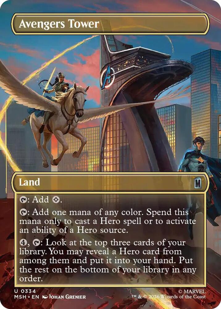 Avengers Tower (Borderless) 334 card from Marvel Super Heroes