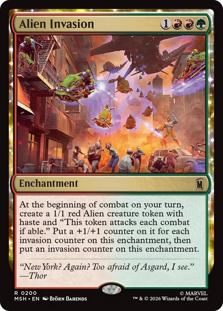 Alien Invasion 200 card from Marvel Super Heroes