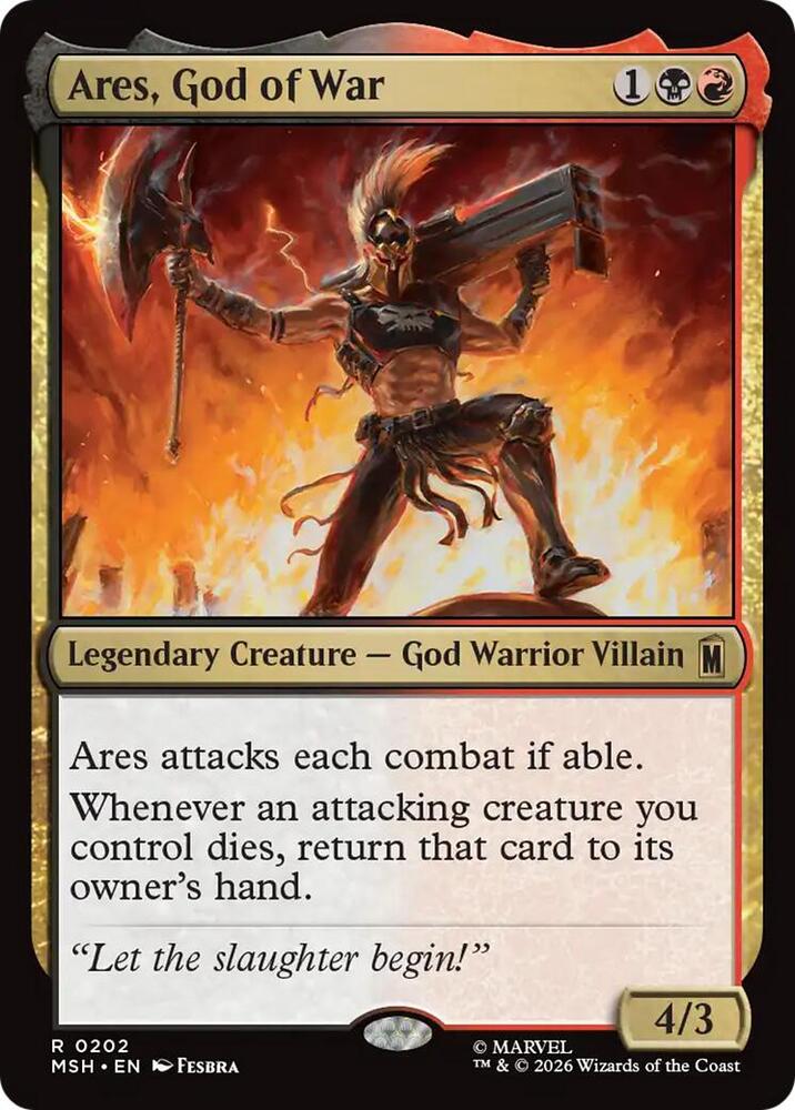 Ares, God of War 202 card from Marvel Super Heroes