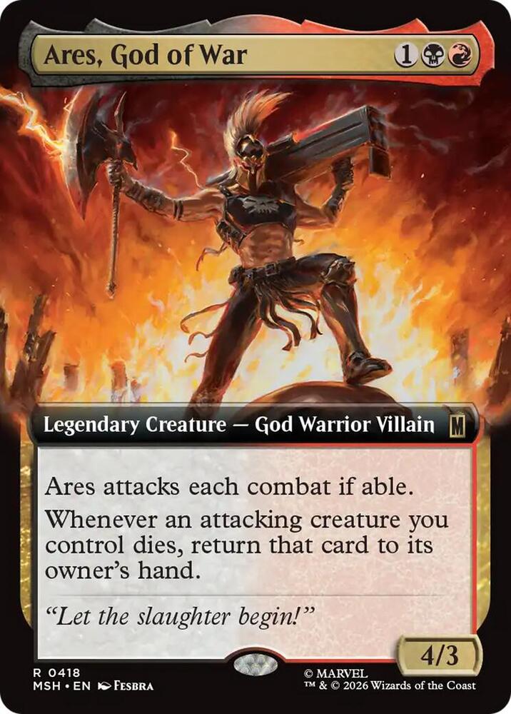 Ares, God of War (Extended Art) 418 card from Marvel Super Heroes
