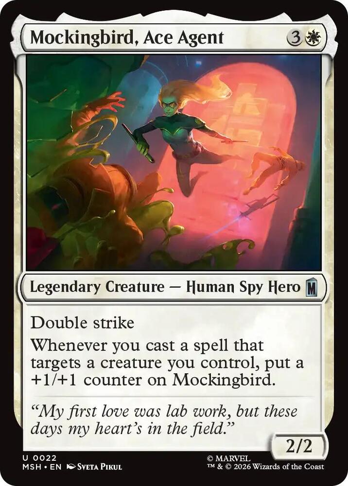 Mockingbird, Ace Agent 22 card from Marvel Super Heroes