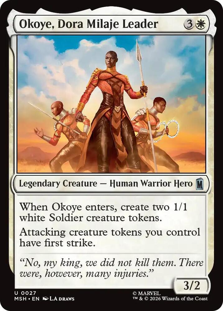 Okoye, Dora Milaje Leader 27 card from Marvel Super Heroes