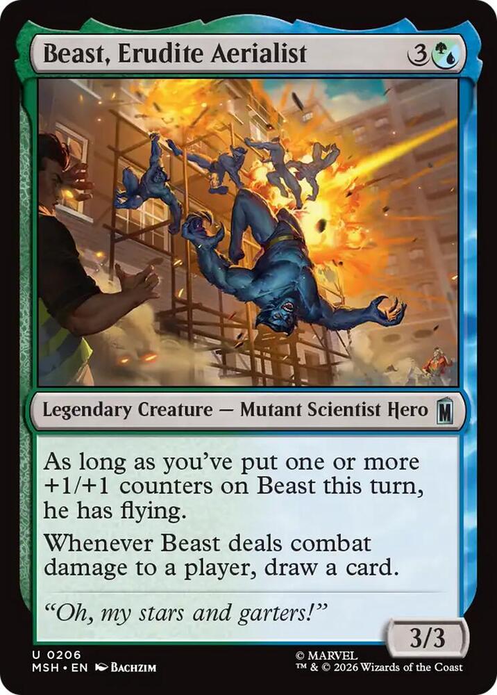 Beast, Erudite Aerialist 206 card from Marvel Super Heroes