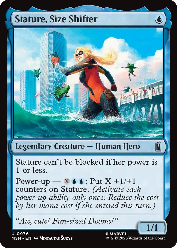 Stature, Size Shifter 76 card from Marvel Super Heroes