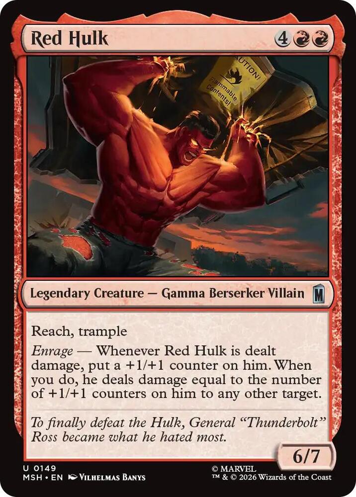 Red Hulk 149 card from Marvel Super Heroes