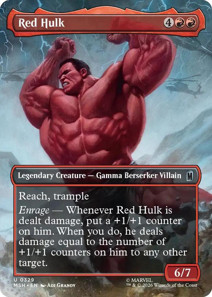 Red Hulk (Borderless) 329 card from Marvel Super Heroes