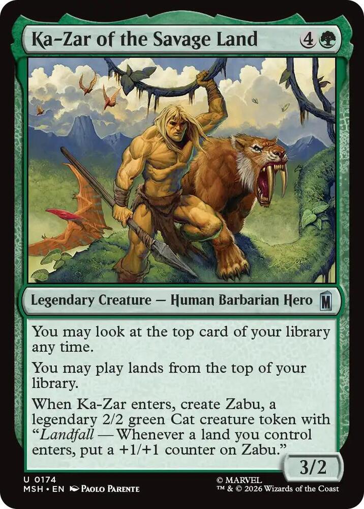 Ka-Zar of the Savage Land 174 card from Marvel Super Heroes
