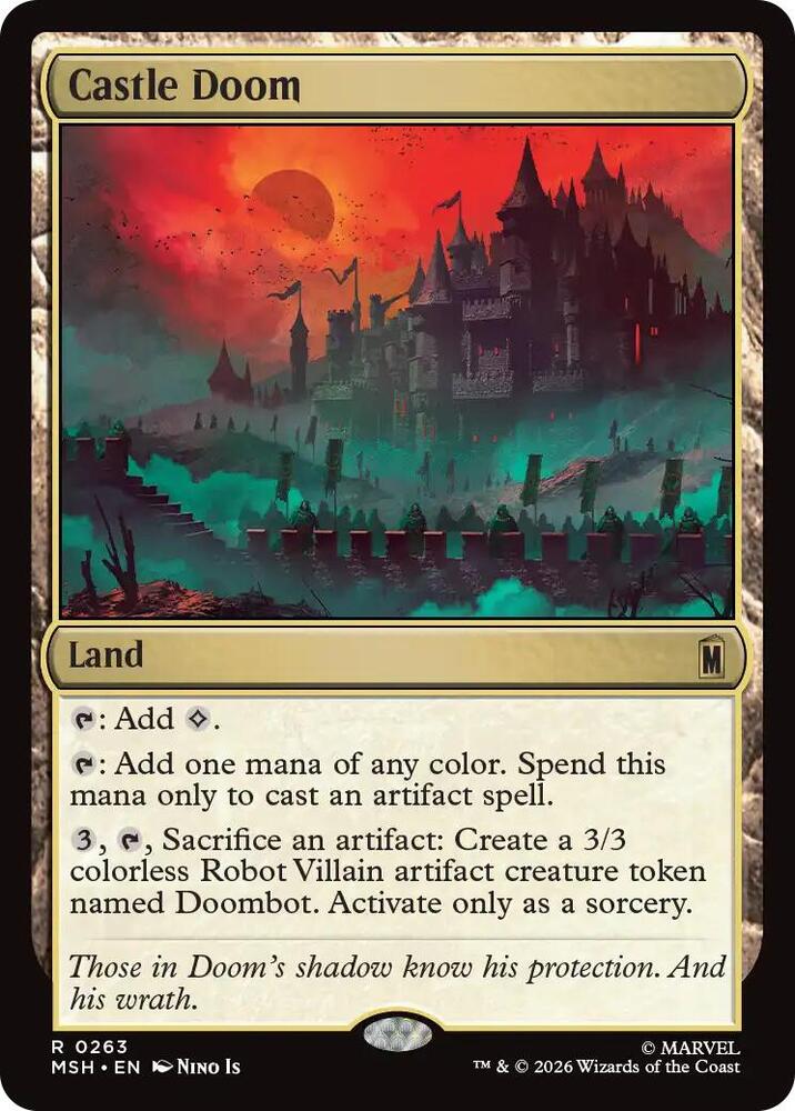 Castle Doom 263 card from Marvel Super Heroes