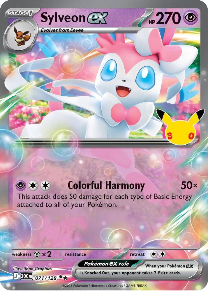 Sylveon ex 071/128 card from ME: 30th Celebration