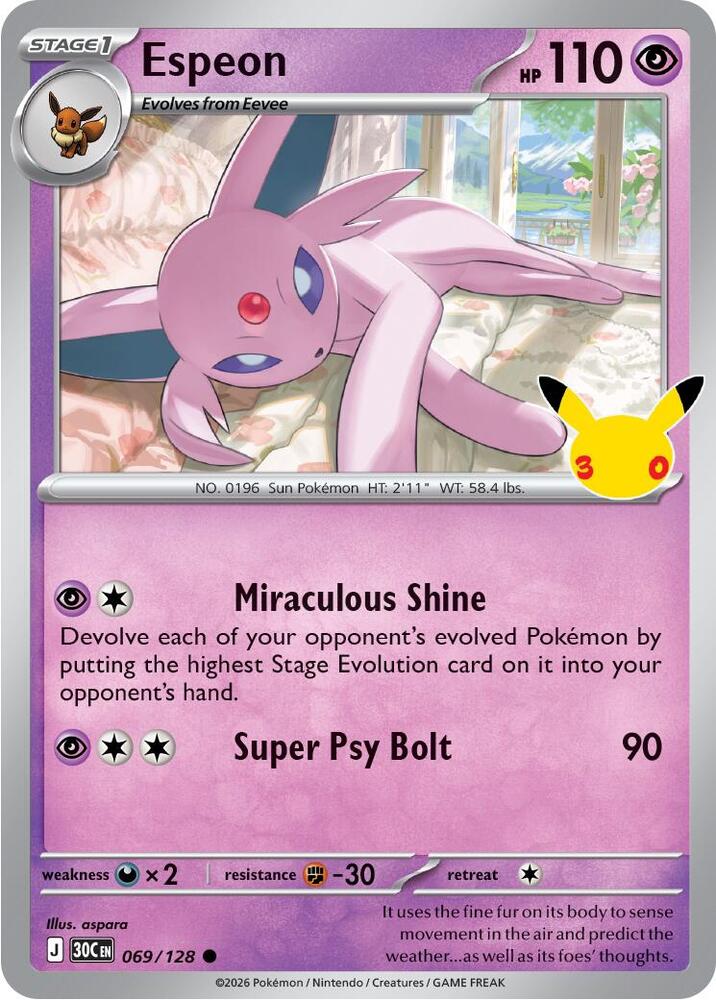 Espeon 069/128 card from ME: 30th Celebration