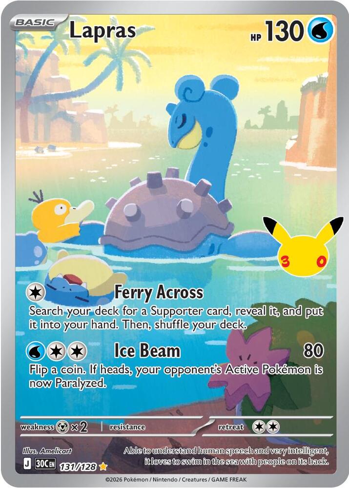 Lapras 131/128 card from ME: 30th Celebration