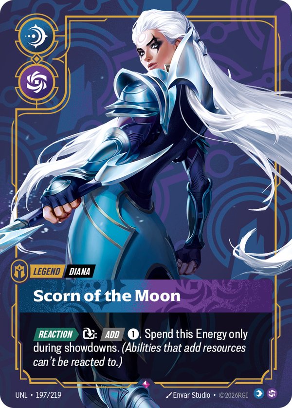 Diana - Scorn of the Moon (Metal) (Prize Wall) 197/219 card from Riftbound Organized Play Promotional Cards