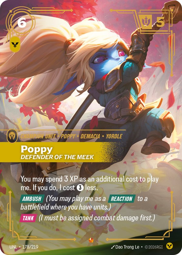 Poppy - Defender of the Meek 178/219 card from Riftbound Organized Play Promotional Cards