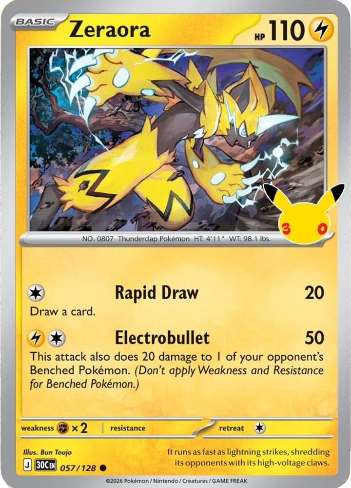 Zeraora 057/128 card from ME: 30th Celebration
