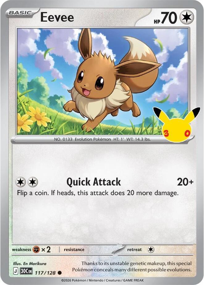 Eevee 117/128 card from ME: 30th Celebration