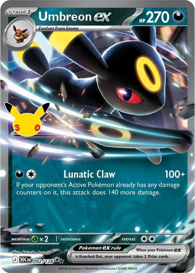 Umbreon ex 092/128 card from ME: 30th Celebration