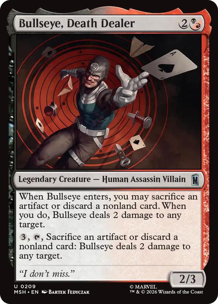 Bullseye, Death Dealer 209 card from Marvel Super Heroes