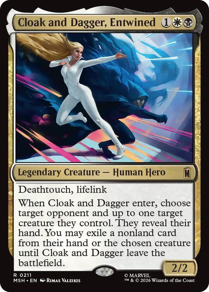 Cloak and Dagger, Entwined 211 card from Marvel Super Heroes