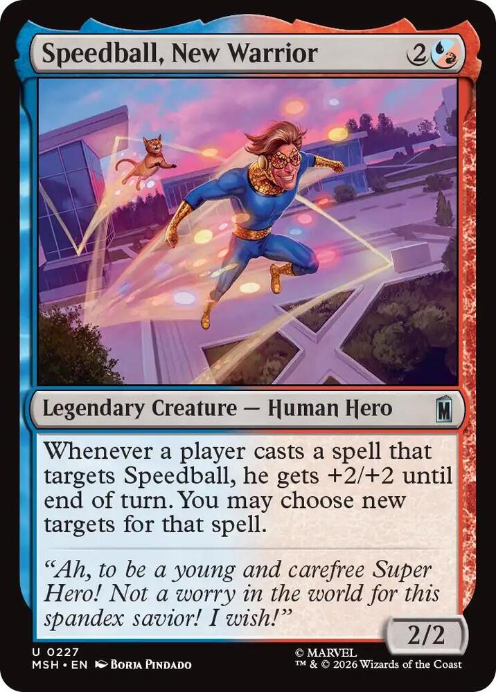 Speedball, New Warrior 227 card from Marvel Super Heroes