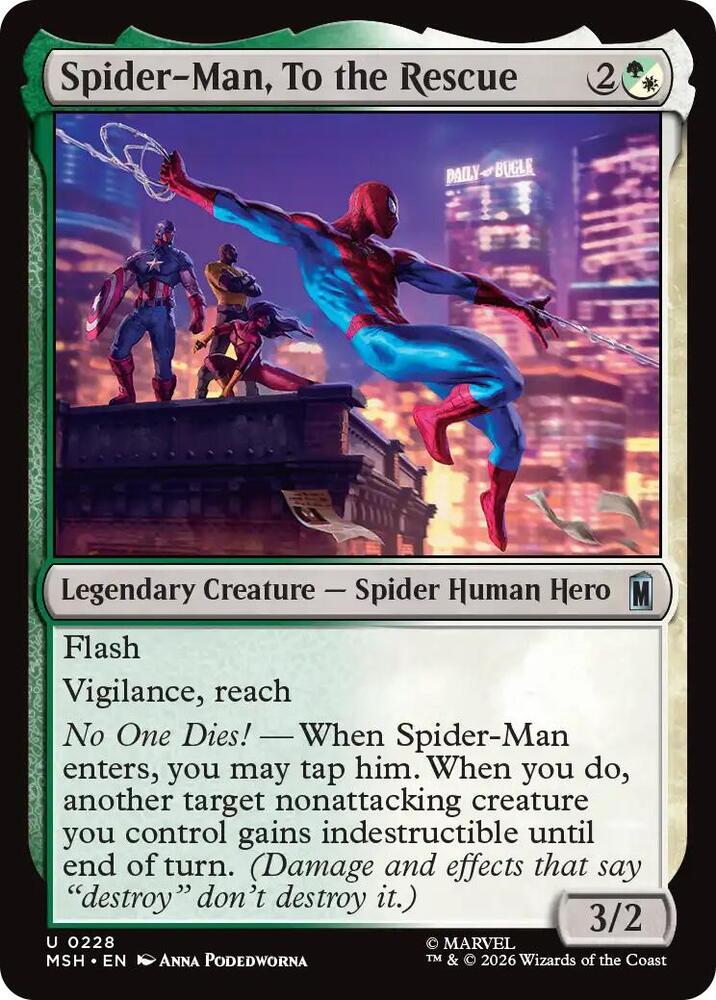 Spider-Man, To the Rescue 228 card from Marvel Super Heroes