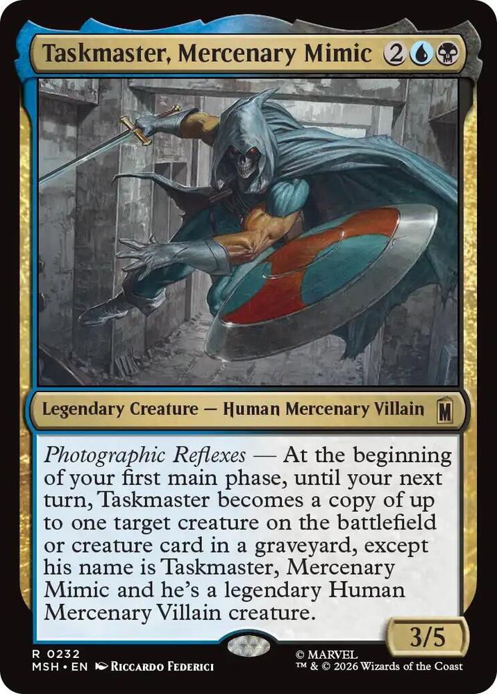 Taskmaster, Mercenary Mimic 232 card from Marvel Super Heroes
