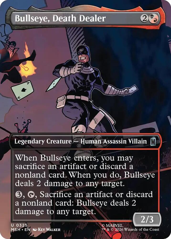 Bullseye, Death Dealer (Borderless) 325 card from Marvel Super Heroes