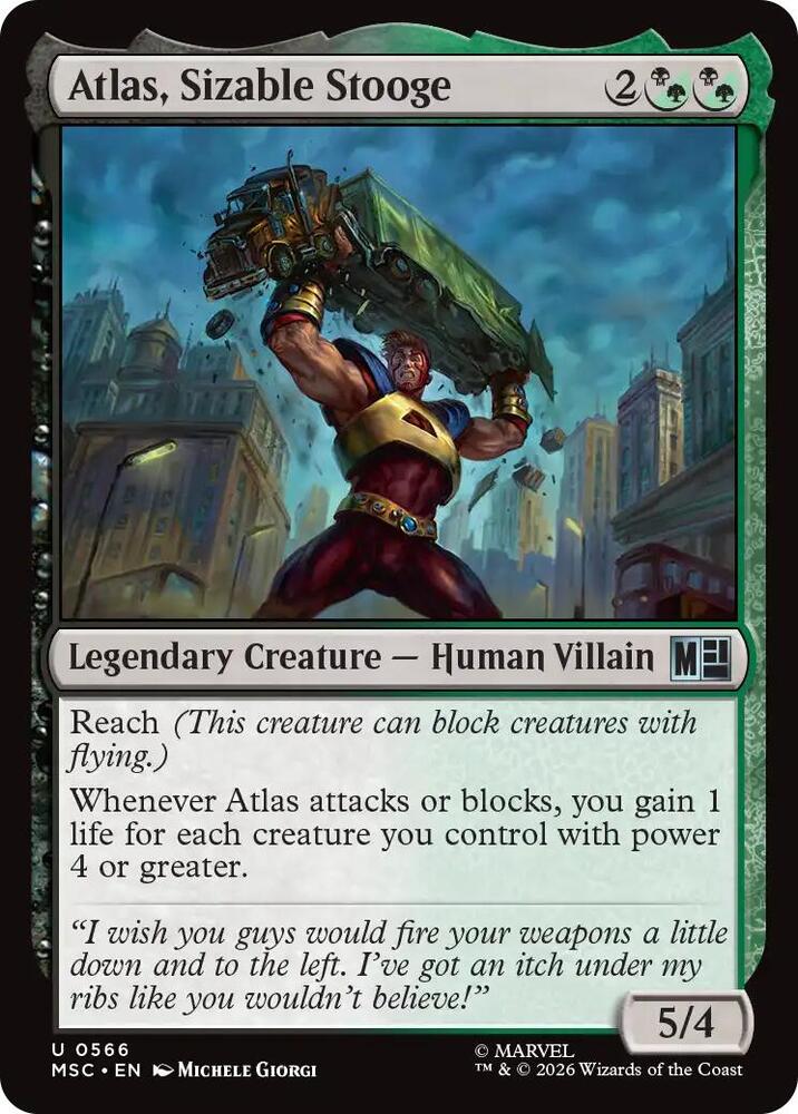 Atlas, Sizable Stooge 566 card from Commander: Marvel Super Heroes