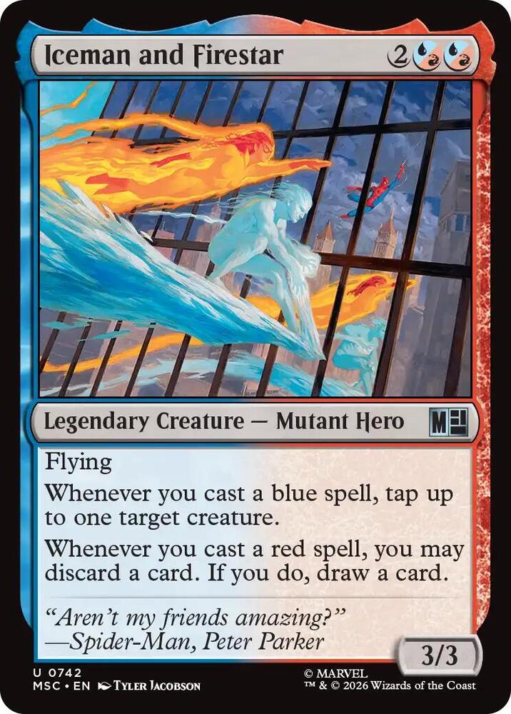 Iceman and Firestar 742 card from Commander: Marvel Super Heroes
