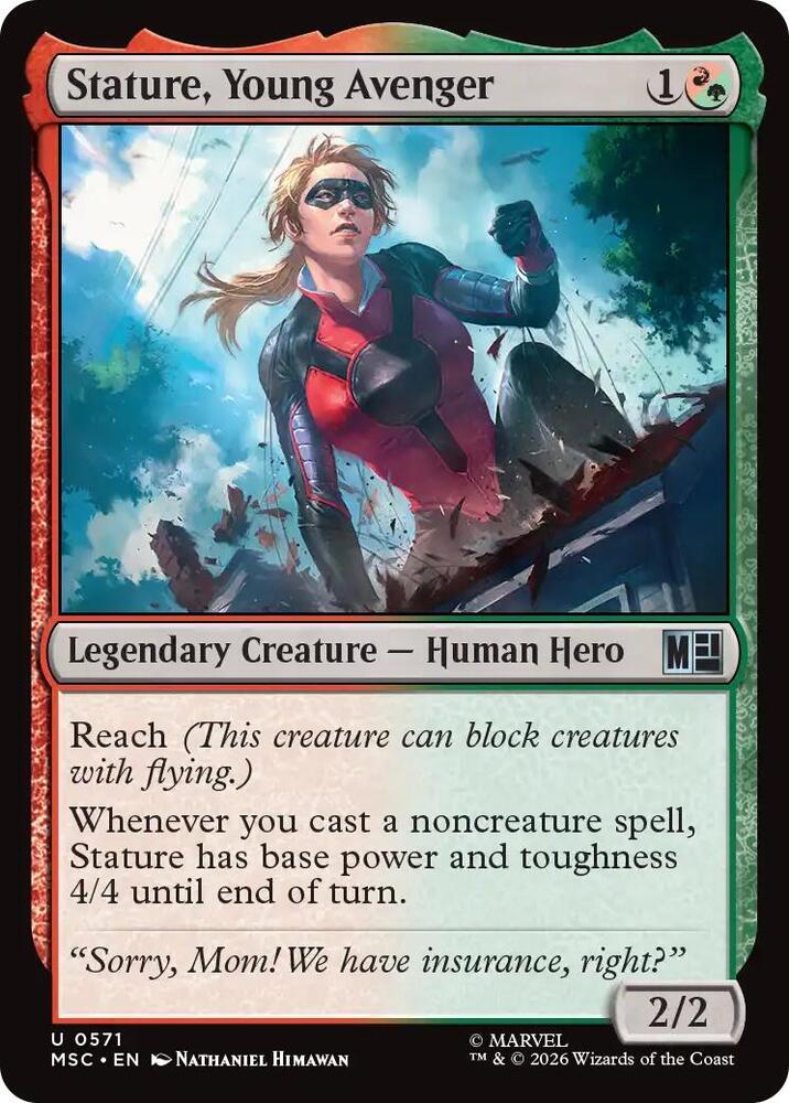 Stature, Young Avenger 571 card from Commander: Marvel Super Heroes