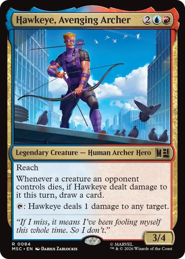 Hawkeye, Avenging Archer 84 card from Commander: Marvel Super Heroes