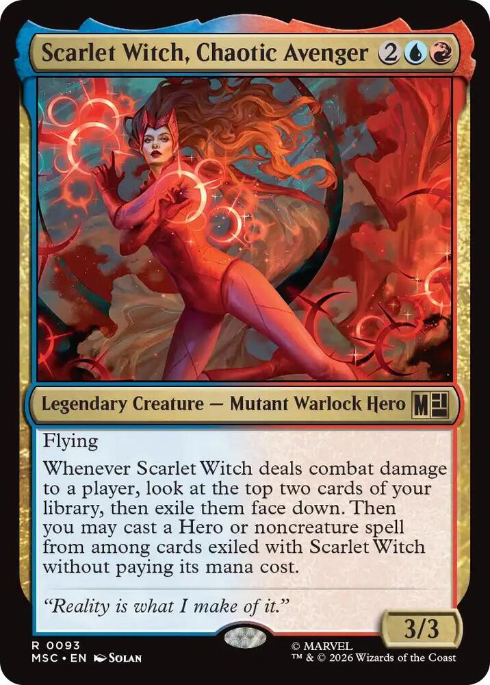 Scarlet Witch, Chaotic Avenger 93 card from Commander: Marvel Super Heroes