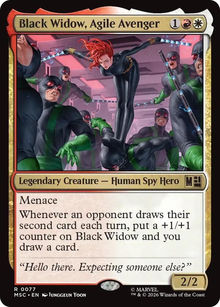 Black Widow, Agile Avenger (Surge Foil) 77 card from Commander: Marvel Super Heroes