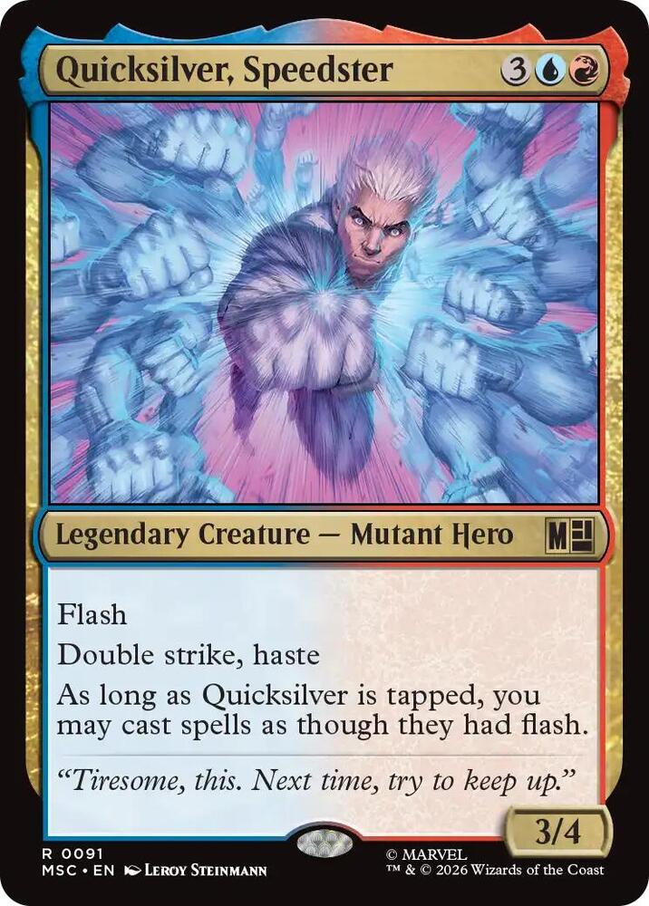 Quicksilver, Speedster (Surge Foil) 91 card from Commander: Marvel Super Heroes