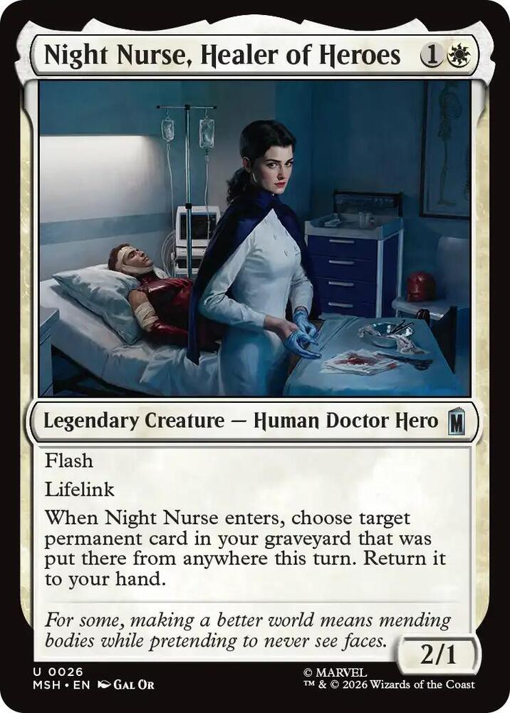 Night Nurse, Healer of Heroes 26 card from Marvel Super Heroes