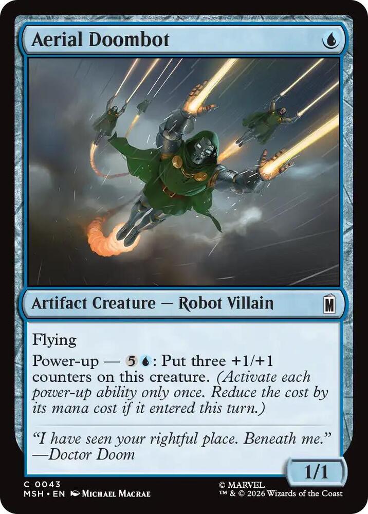 Aerial Doombot 43 card from Marvel Super Heroes