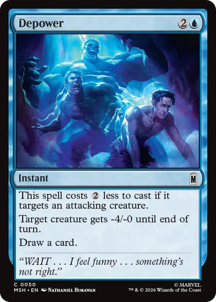 Depower 50 card from Marvel Super Heroes