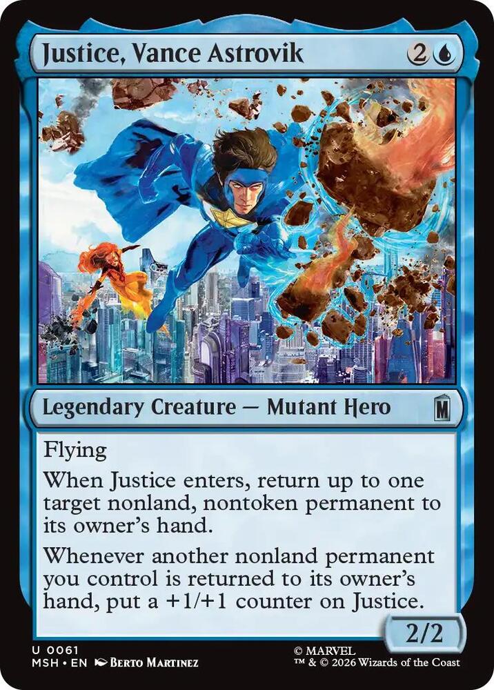 Justice, Vance Astrovik 61 card from Marvel Super Heroes