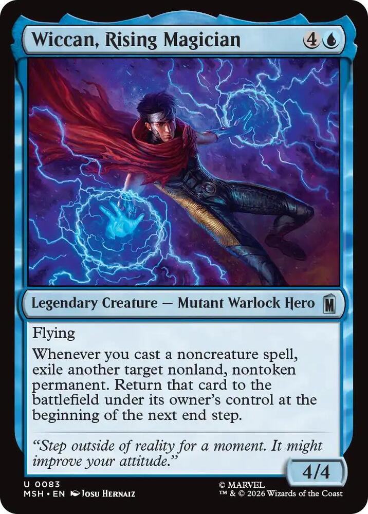 Wiccan, Rising Magician 83 card from Marvel Super Heroes