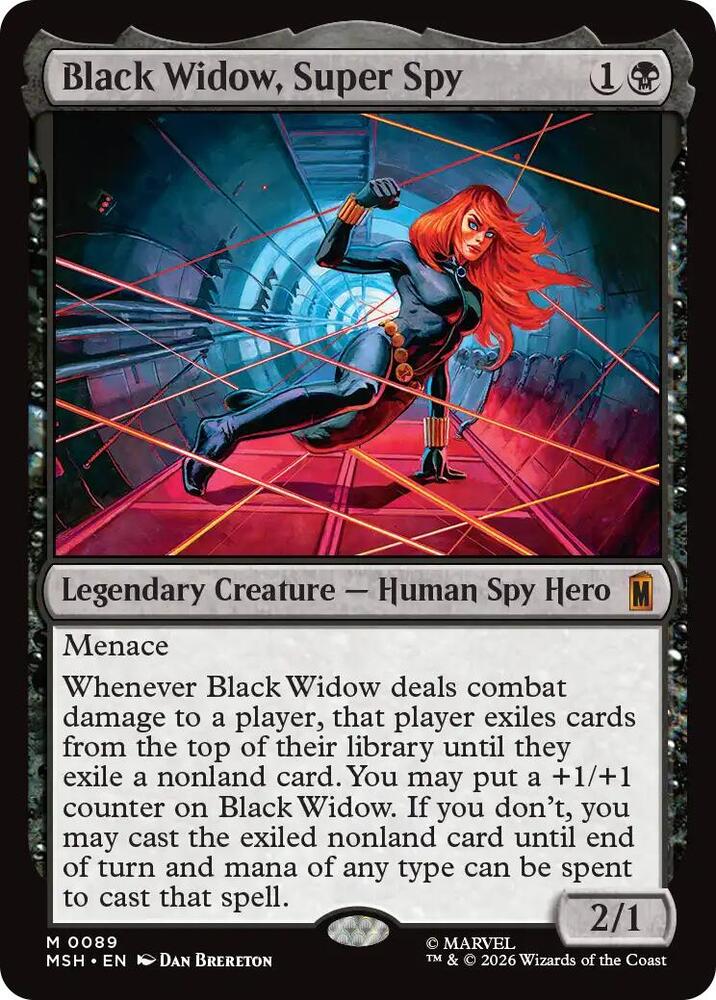 Black Widow, Super Spy 89 card from Marvel Super Heroes
