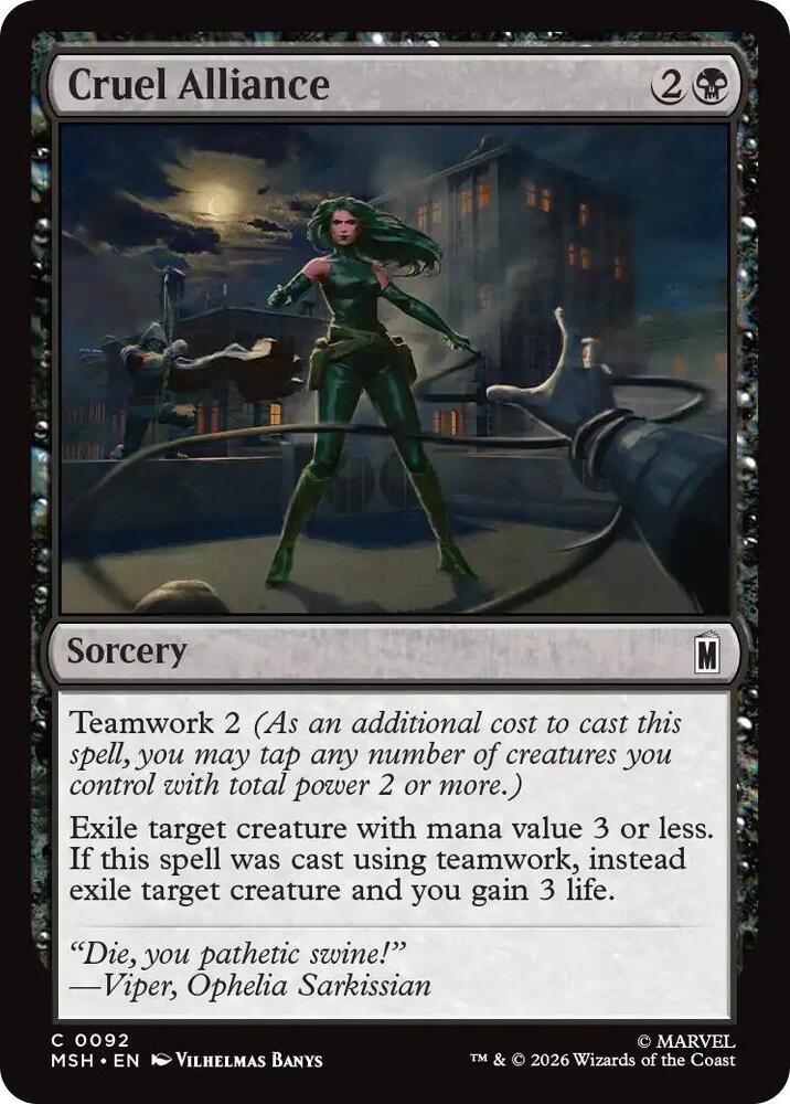 Cruel Alliance 92 card from Marvel Super Heroes