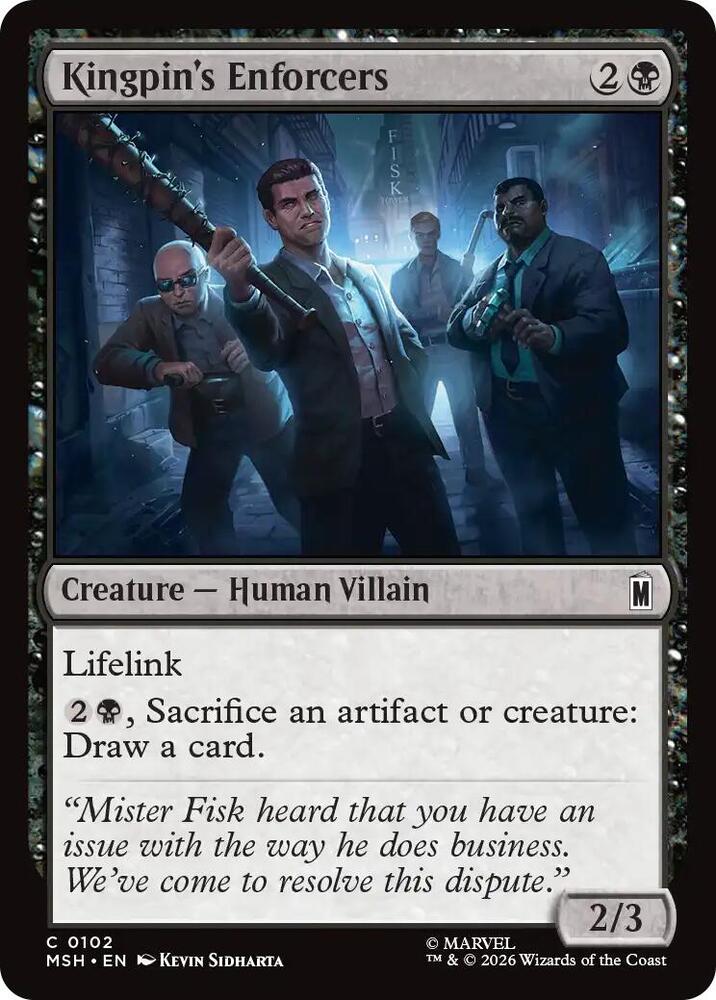 Kingpin's Enforcers 102 card from Marvel Super Heroes