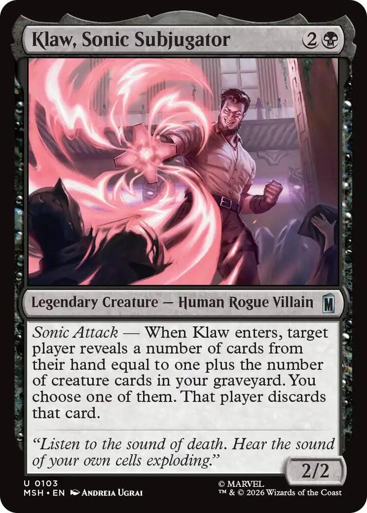 Klaw, Sonic Subjugator 103 card from Marvel Super Heroes