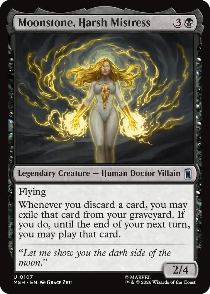Moonstone, Harsh Mistress 107 card from Marvel Super Heroes