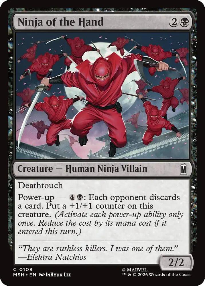Ninja of the Hand 108 card from Marvel Super Heroes