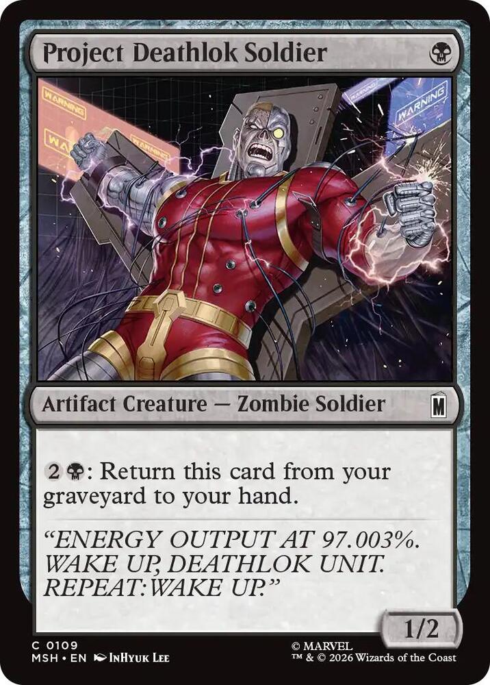 Project Deathlok Soldier 109 card from Marvel Super Heroes