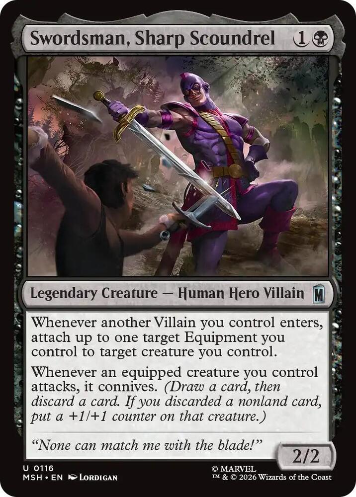 Swordsman, Sharp Scoundrel 116 card from Marvel Super Heroes