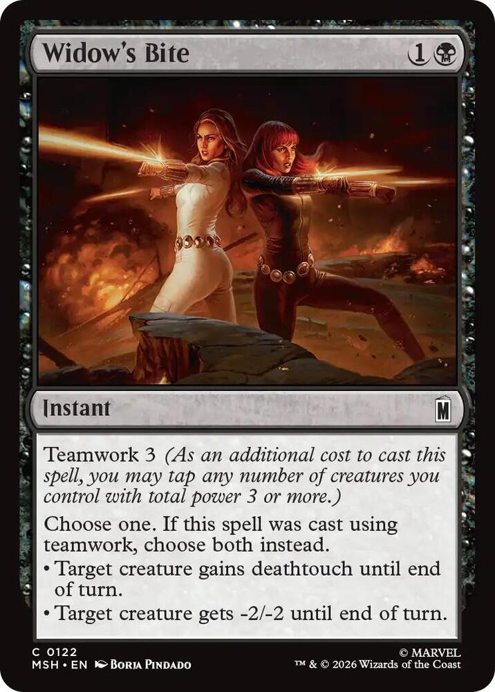 Widow's Bite 122 card from Marvel Super Heroes